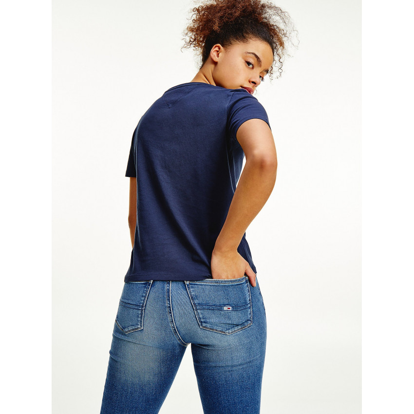 T-shirt femme Tommy Jeans bleu marine manches courtes référence DW0DW06901 chez Cloane