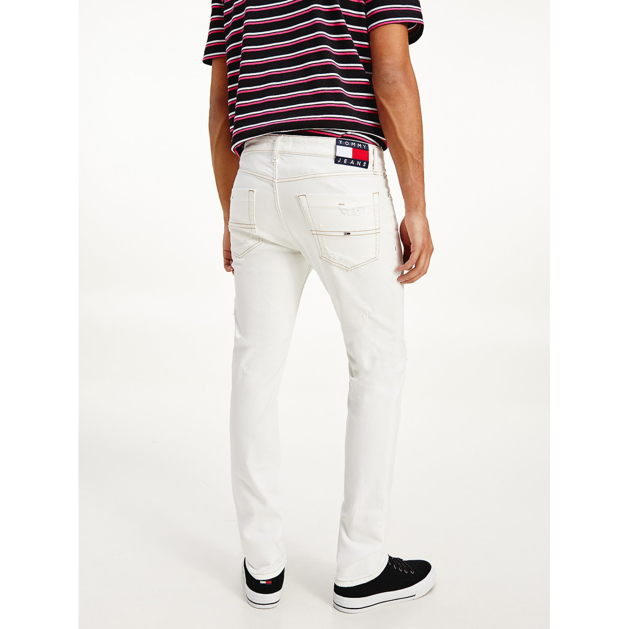 jean blanc homme large