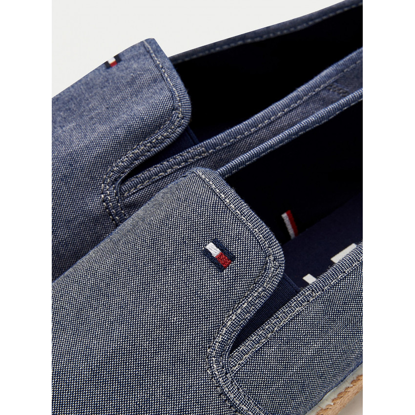 Espadrille Homme Bleu Jeans TOMMY HILFIGER matière coton, caoutchouc , jute logo à l'avant référence FM0FM03483 DY4 E-shop CLOAN