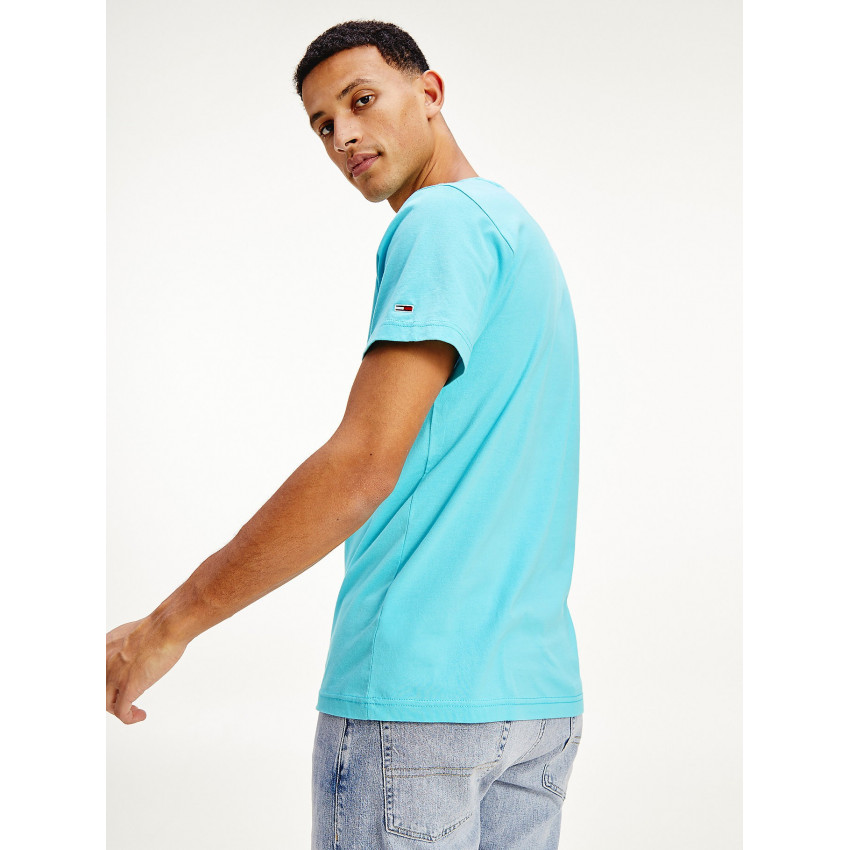 T-shirt homme Turquoise TOMMY JEANS coupe droite Référence DM0DM10214 CTA E-shop CLOANE