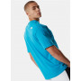 Tee-shirt homme bleu turquoise THE NORTH FACE coupe classique matière coton poche poitrine logo poitrine et sur l'épaule référen