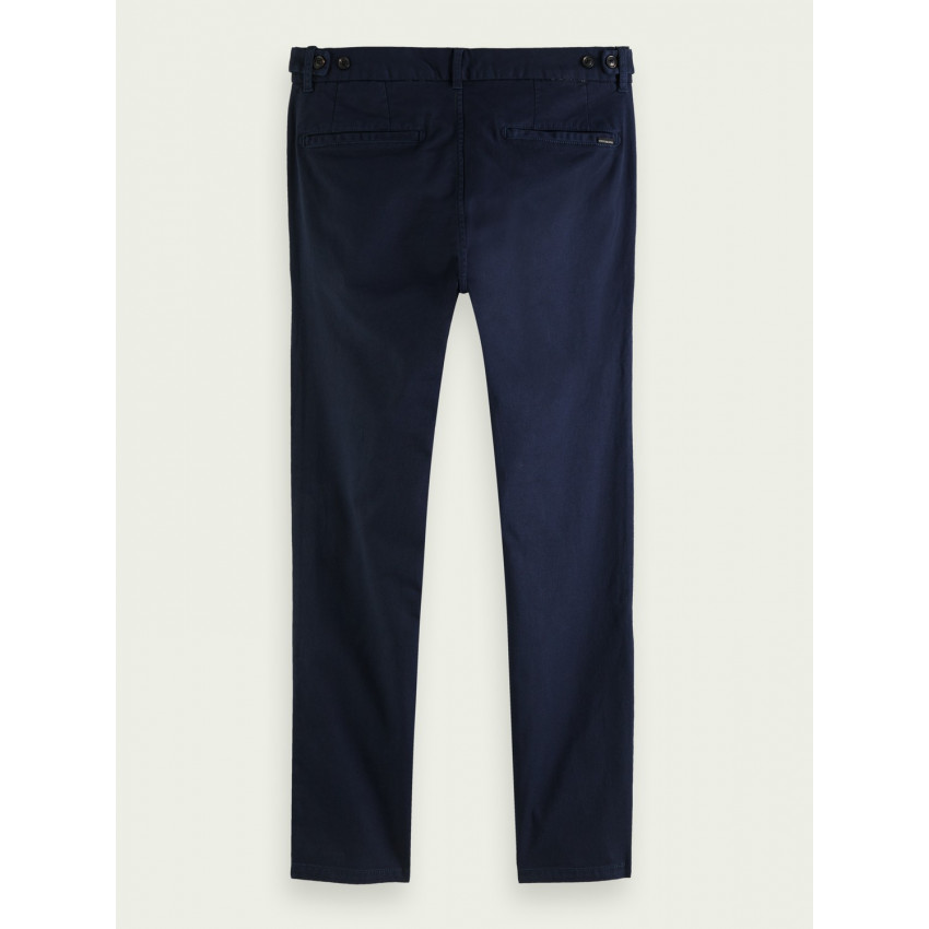 Pantalon Chino homme bleu marine SCOTCH AND SODA matière coton coupe droite logo poche arrière référence: 153649 06 E-Shop CLOAN