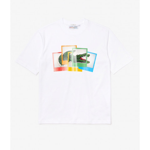 T-shirt Lacoste X Polaroid blanc unisexe sur l'E-shop CLOANE
