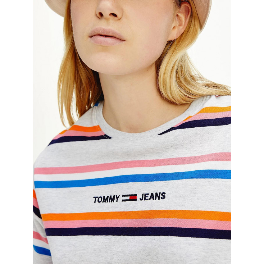 T-Shirt Rayé Femme TOMMY HILFIGER BOXY Gris DW0DW09593 | Cloane Vannes