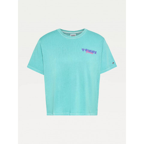 T-Shirt TOMMY HILFIGER Femme CROP VINTAGE Turquoise DW0DW10435-L7G | Cloane Vannes