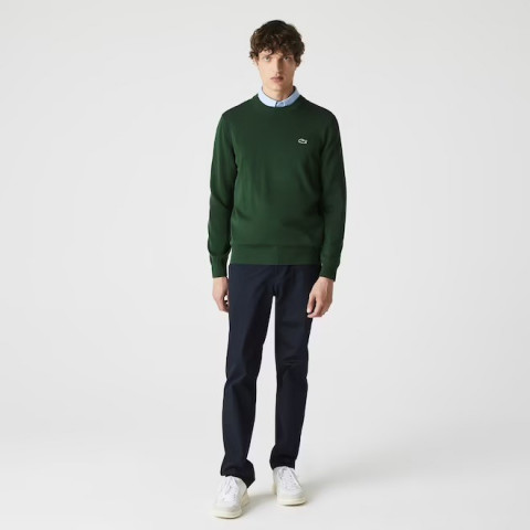 Pull Lacoste Homme Coton bio Noir ou Bleu marine ou Vert ou Gris AH1985 | Cloane Vannes