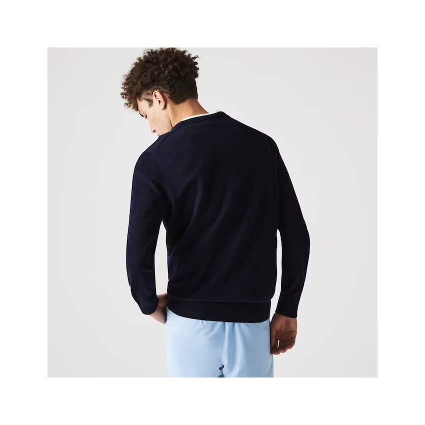Pull Lacoste Homme Coton bio Noir ou Bleu marine ou Vert ou Gris AH1985 | Cloane Vannes