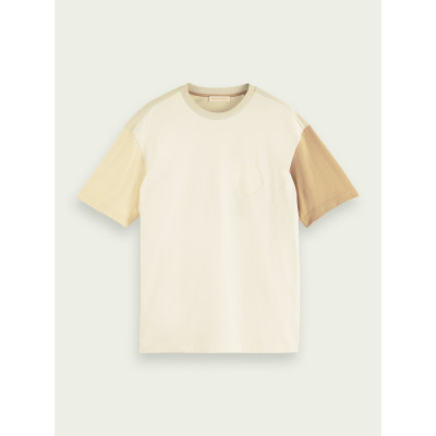 T-Shirt Scotch and Soda Homme COLOUR BLOCK Ecru 162368 | Cloane Vannes