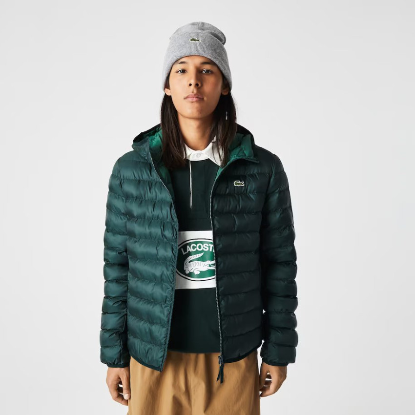 Doudoune à capuche Lacoste homme vert