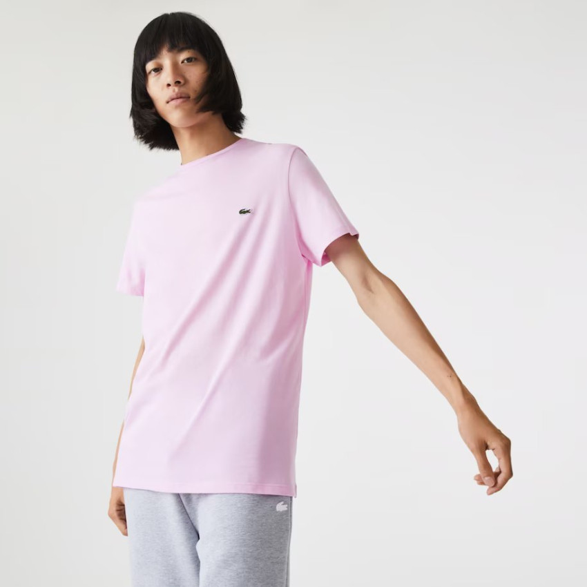 Lacoste tee shirt col rond homme rose