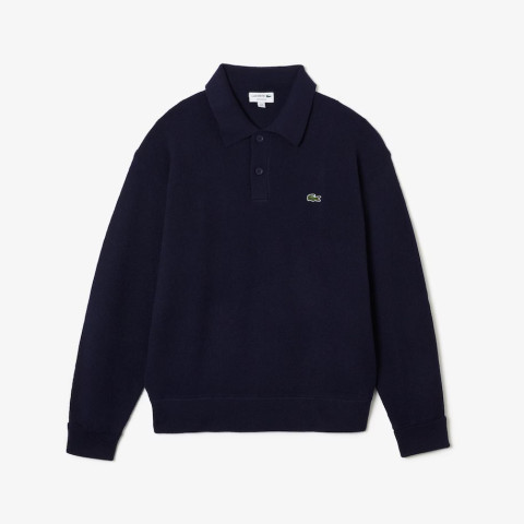 Pull laine Lacoste Homme bleu marine col polo Cloane Vannes