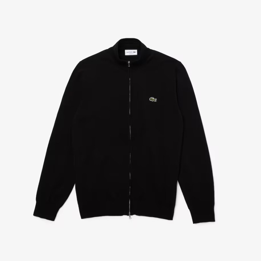 Pull Zippé Noir Lacoste Homme