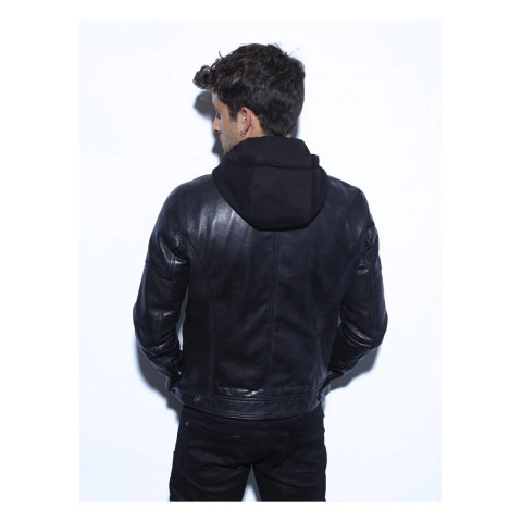 Veste en cuir d&#039;agneau homme DAYTONA Bishop Noir Cloane Vannes