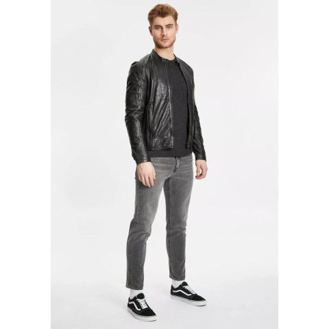 Blouson en cuir d'agneau Homme GIPSY 2.0 Noir Cloane Vannes
