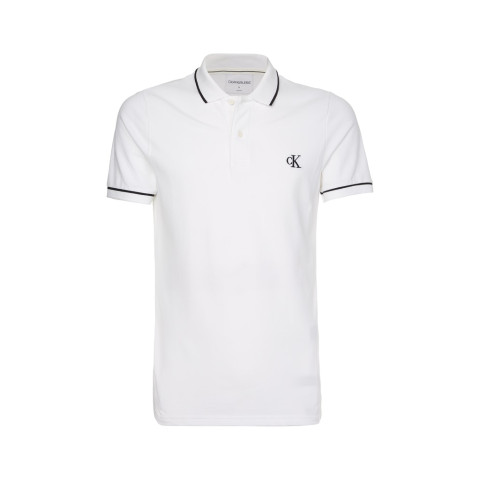 Polo homme bicolore blanc Calvin Klein Jeans Tipping Slim Cloane Vannes