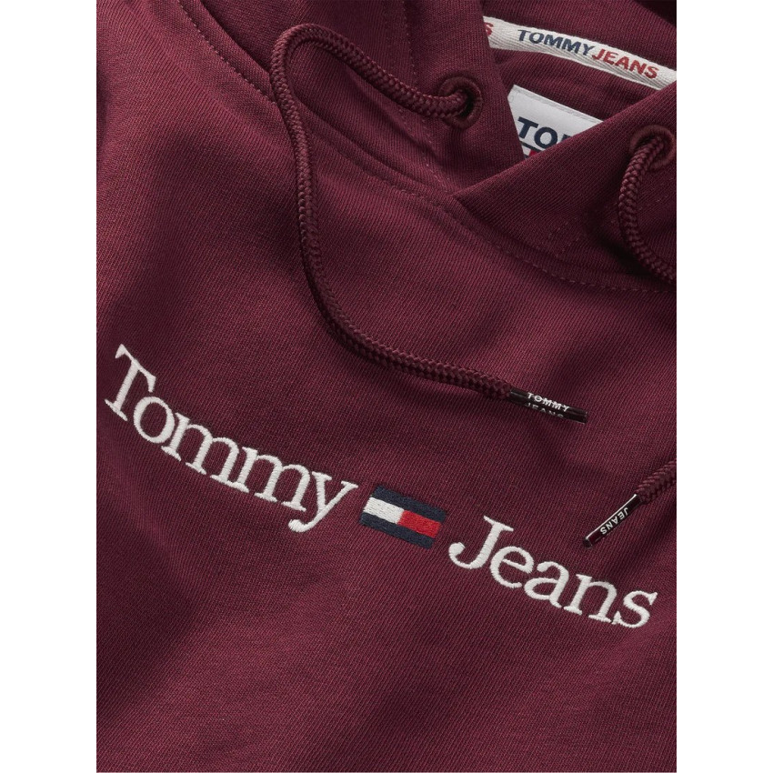 Sweat à capuche homme Tommy Hilfiger Jeans Linear Rouge Brodé Cloane Vannes