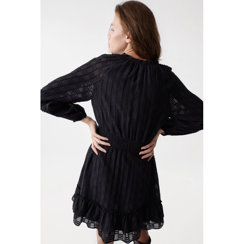 Robe Femme Salsa Texturé noir élastique à la taille Cloane Vannes