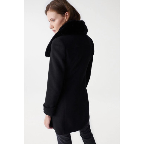 Manteau Femme SALSA Grace Noir avec col en fourrure Cloane Vannes
