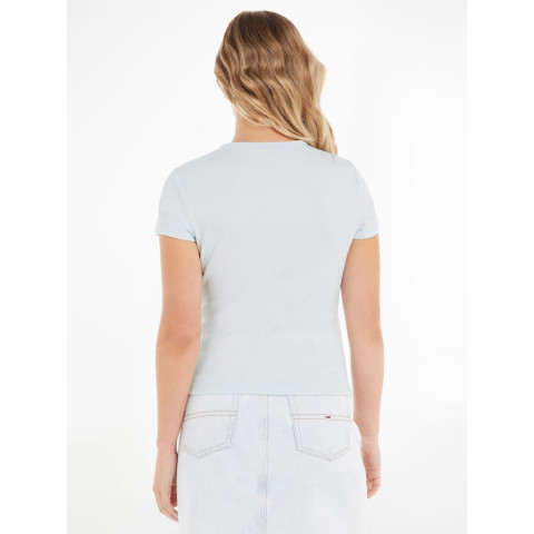 Tee-Shirt moulant Femme Tommy Hilfiger Jeans Essential Côtelé Bleu Ciel Cloane Vannes