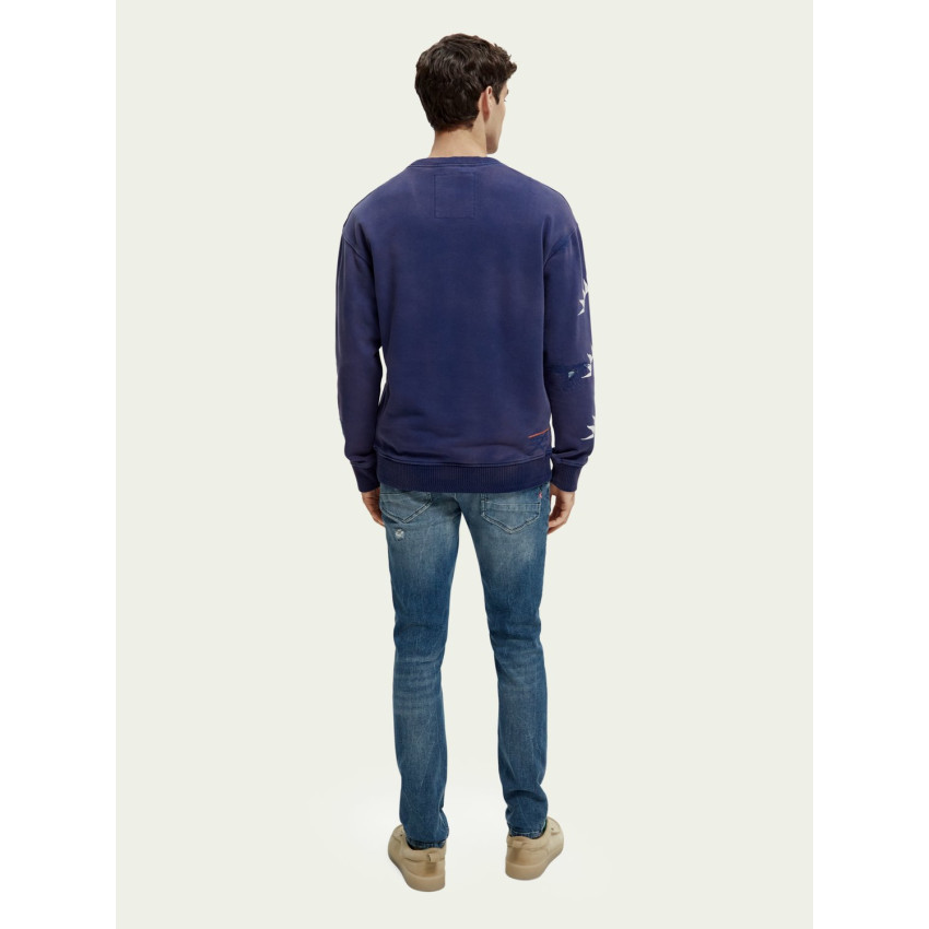 Sweat Homme Scotch & Soda WORKED-OUT Bleu Marine Cloane Vannes