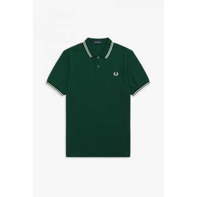 Polo Homme Fred Perry M3600 Twin Tipped Vert Foncé Cloane Vannes
