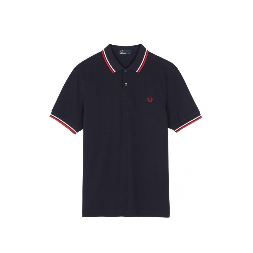 Polo Homme FRED PERRY M3600 Bleu Marine et Rouge Cloane Vannes