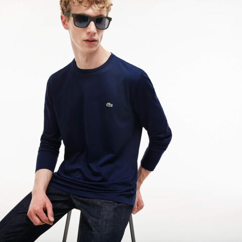 Tee-shirt manches longues Homme LACOSTE Uni Bleu Marine Cloane Vannes