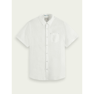 Chemise manches courtes en lin Homme Scotch & Soda LINEN Blanc Cloane Vannes