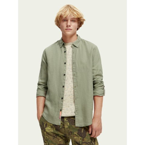 Chemise Homme SCOTCH & SODA LINEN Kaki Cloane Vannes