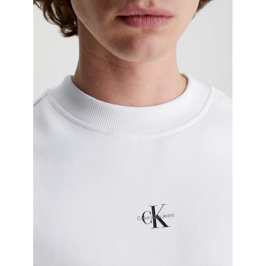Sweat Homme Calvin Klein Jeans Monogramme Blanc Cloane Vannes