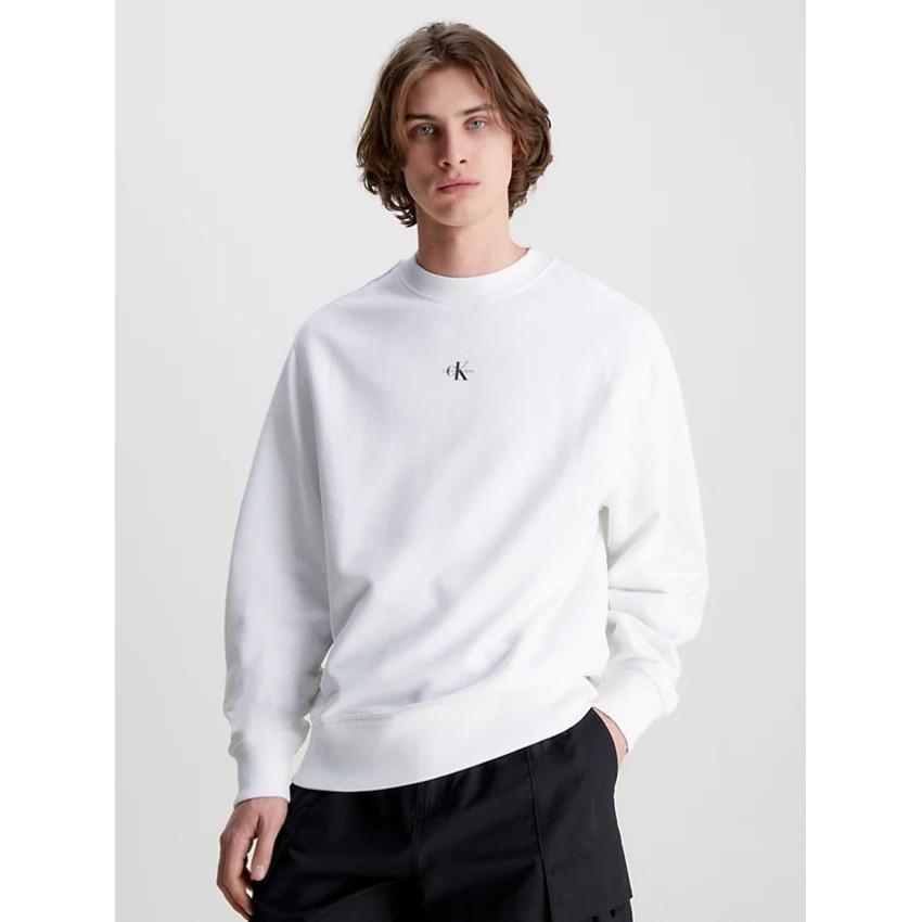 Sweat Homme Calvin Klein Jeans Monogramme Blanc Cloane Vannes