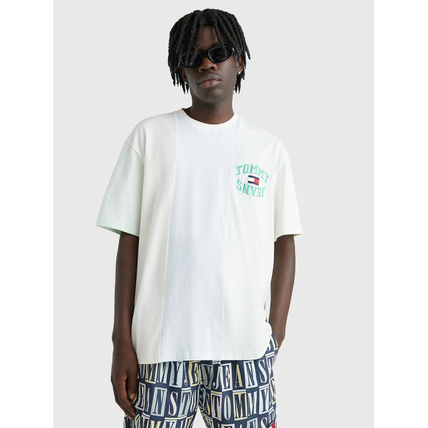 Tee-shirt à rayures Homme Tommy Hilfiger Jeans VERTICALE Blanc et Vert Cloane Vannes