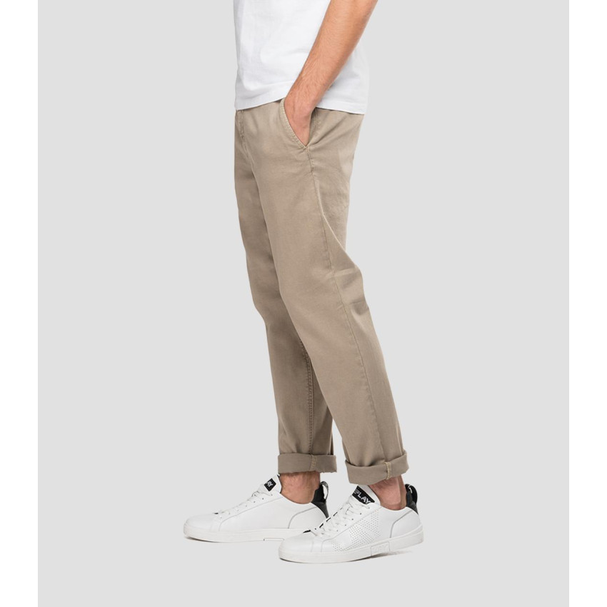 Pantalon chino Homme Replay HYPERFLEX Beige Cloane Vannes