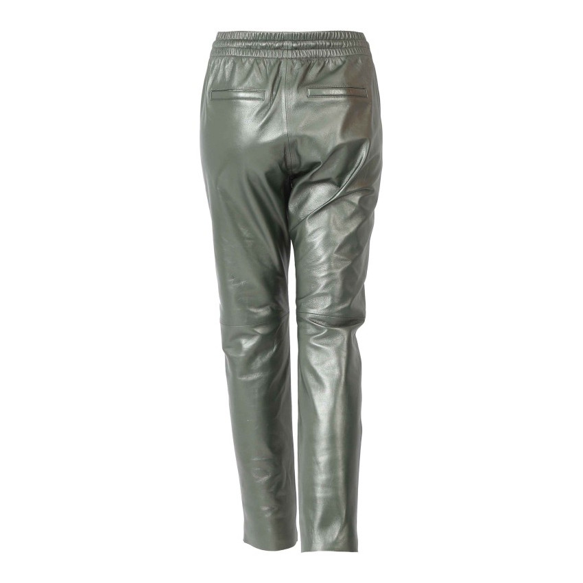 Pantalon en Cuir Oakwood Femme GIFT METAL Vert Foncé Cloane Vannes 64588