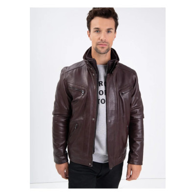 Blouson en Cuir Daytona 73 Homme FALCONERO Marron Cloane Vannes