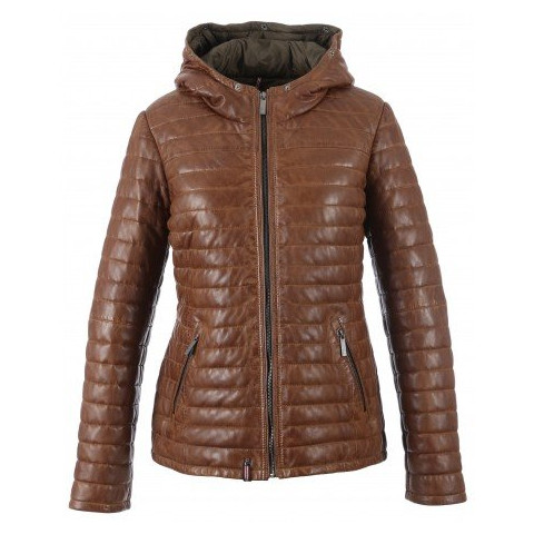 Doudoune en Cuir Oakwood Femme HAPPY Cognac Cloane Vannes HAPPY 62666 507 539