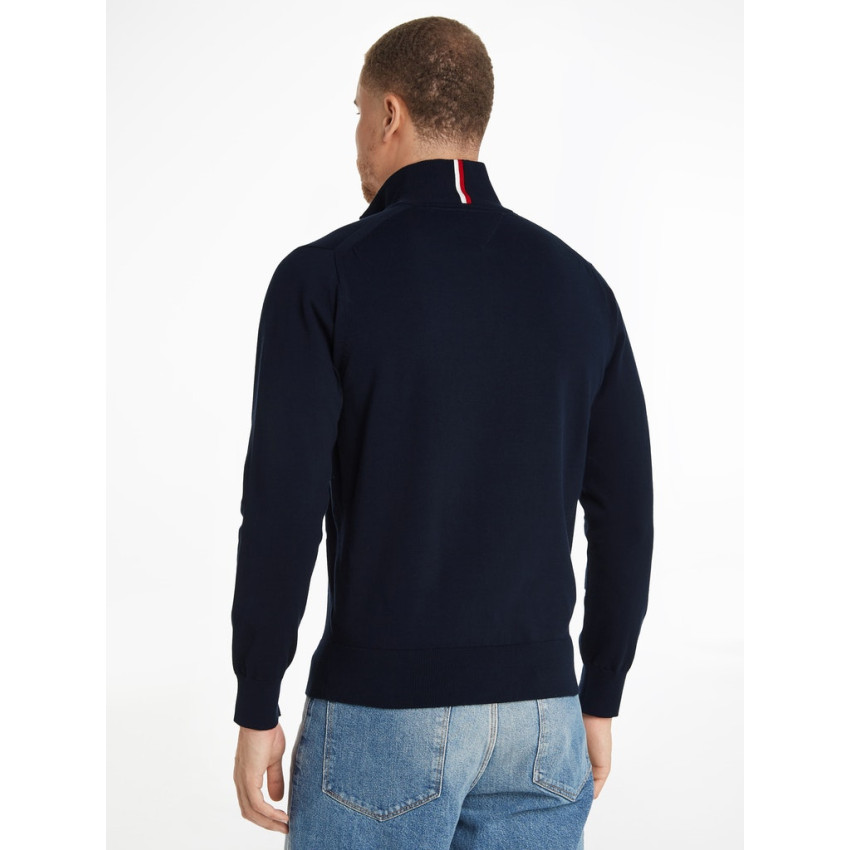 Pull 1/2 Zip Homme Tommy Hilfiger  1985 COLLECTION Bleu Marine Cloane Vannes MW0MW25352 DW5