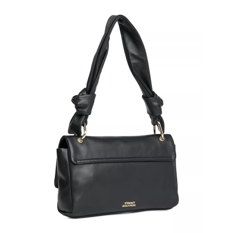 Sac à main en cuir Femme TOMMY HILFIGER PUSHLOCK Noir Cloane Vannes AW0AW15685 BDS