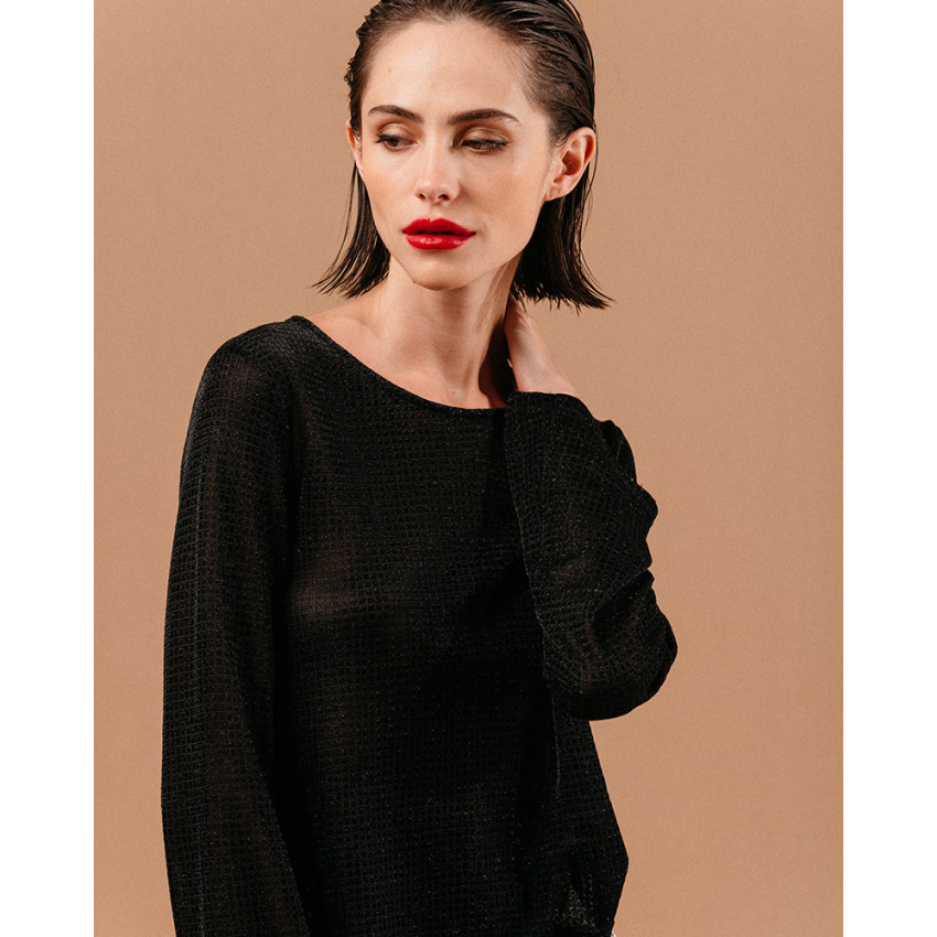 Top scintillant Femme Grace & Mila LUCKY Noir Cloane Vannes