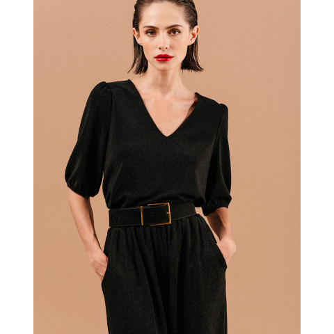 Top à Paillettes Grace & Mila Femme LIVING Noir Cloane Vannes