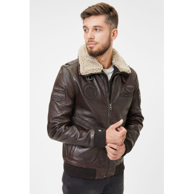 Blouson en Cuir Homme PILOT Gipsy Marron Cloane Vannes 1201-0493 GM PATROL