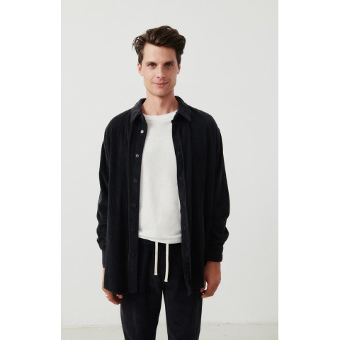 Chemise en Velours American Vintage Homme PADOW Noir Cloane Vannes MPADO06A