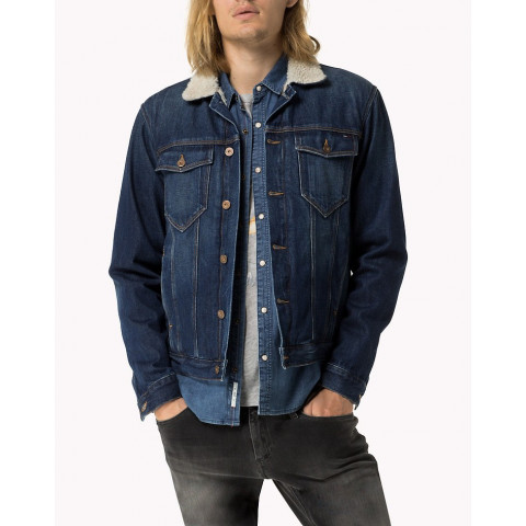 veste en jeans tommy hilfiger homme style sherpa trucker référence DM0DM01343 chez cloane square a vannes