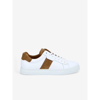 Baskets Homme Schmoove SPARK GANG Blanc Cloane Vannes KMNKL704CO WH/COGNAC