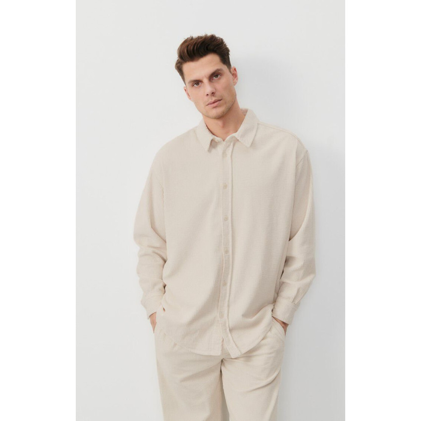 Chemise en Velours American Vintage Homme PADOW Ecru Cloane Vannes MPADO06A