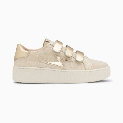 Baskets Femme Vanessa Wu SUMMER Beige et Or Cloane Vannes BK2650