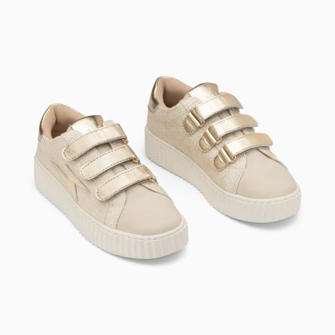 Baskets Femme Vanessa Wu SUMMER Beige et Or Cloane Vannes BK2650