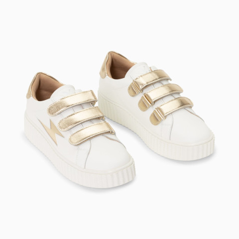 Baskets Femme Vanessa Wu MARILOU Blanc et Or Cloane Vannes BK2387
