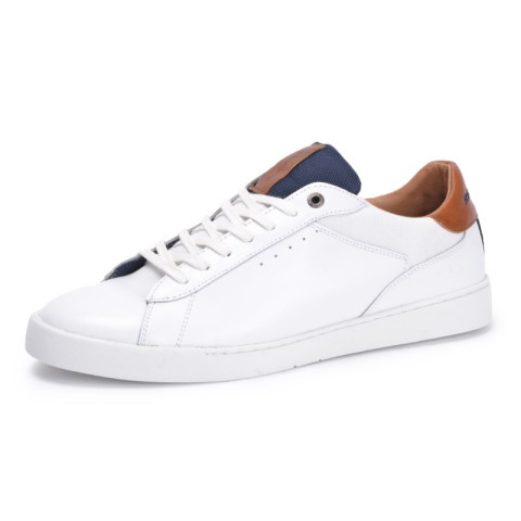 Baskets en Cuir Redskins Homme AMICAL Blanc et marine Cloane Vannes SO0711P