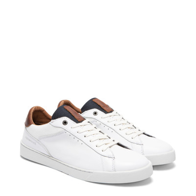 Baskets en Cuir Redskins Homme AMICAL Blanc et marine Cloane Vannes SO0711P